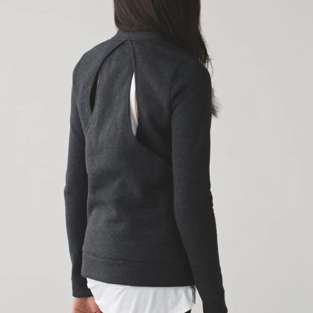 Lululemon &go Endeavor Long Sleeve Sweatshirt in Heathered Black Size 6